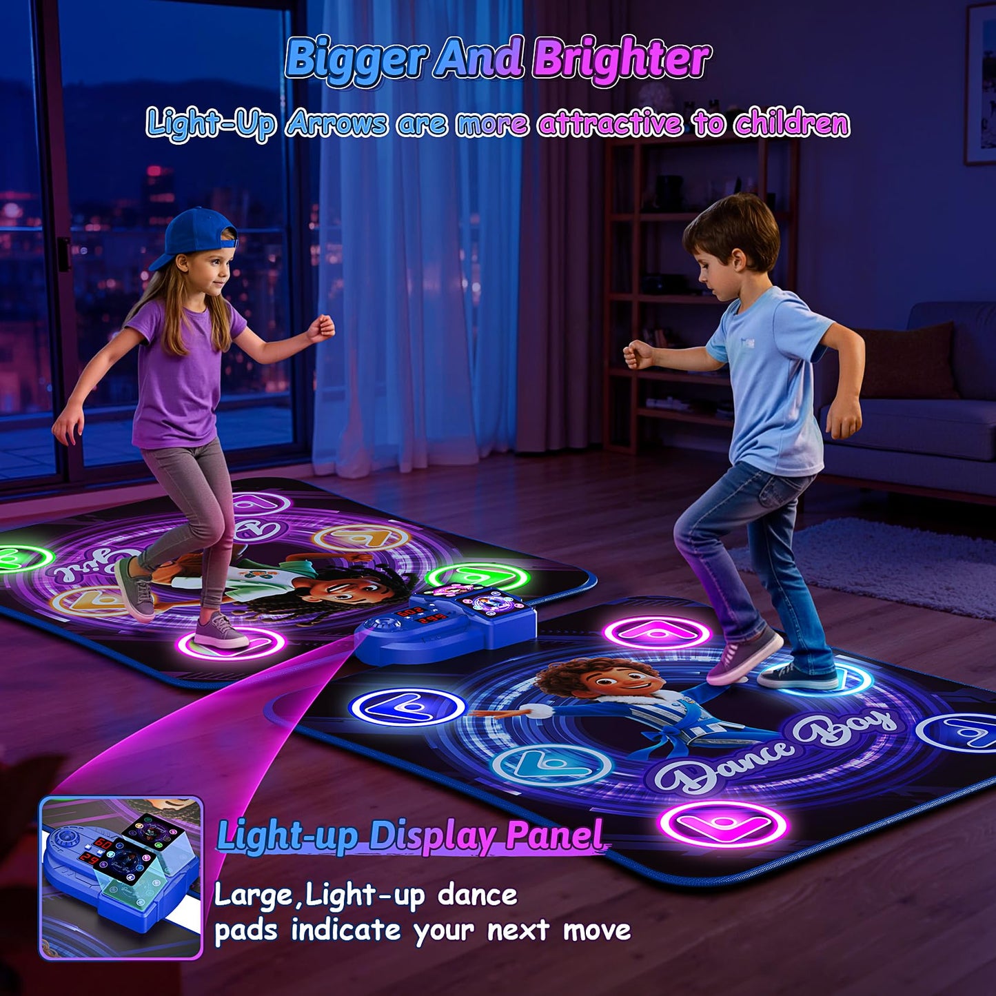 Dance Mat Toys for 3-12 Year Old Kids,Kids Dance Mat with Light Up 12-Buttons & 5 Game Modes,Double Player Dance Pad for Girls Boys, Birthday Xmas Gifts for 3 4 5 6 7 8 9 10+ Year Old Girls Boys