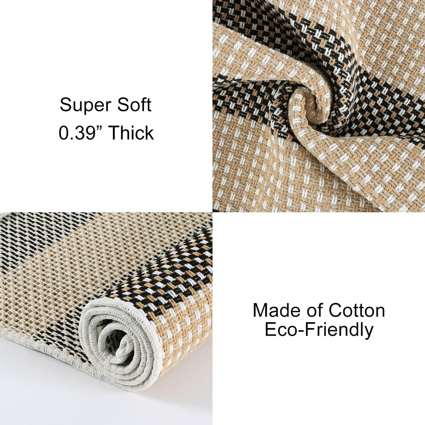 OJIA Front Door Rug 24"x51" Outdoor Doormat Washable Front Door Mat Indoor Entrance Tan Washable Porch Rug Woven Striped Outdoor Mat Entryway Rugs Small Area Rug for Kitchen Entry Bathroom
