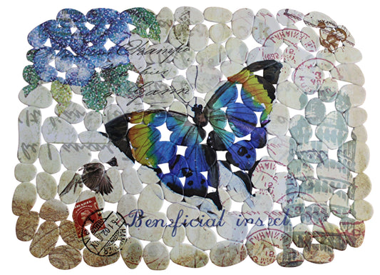 Printed PVC Sink Mat – Decorative 15.7" x 11.8" Flexible Sink Protector with Quick-Draining Pebble Texture – Scratch-Resistant, Easy-Clean Liner for Kitchen Sinks – Dependable Industries (Butterfly)