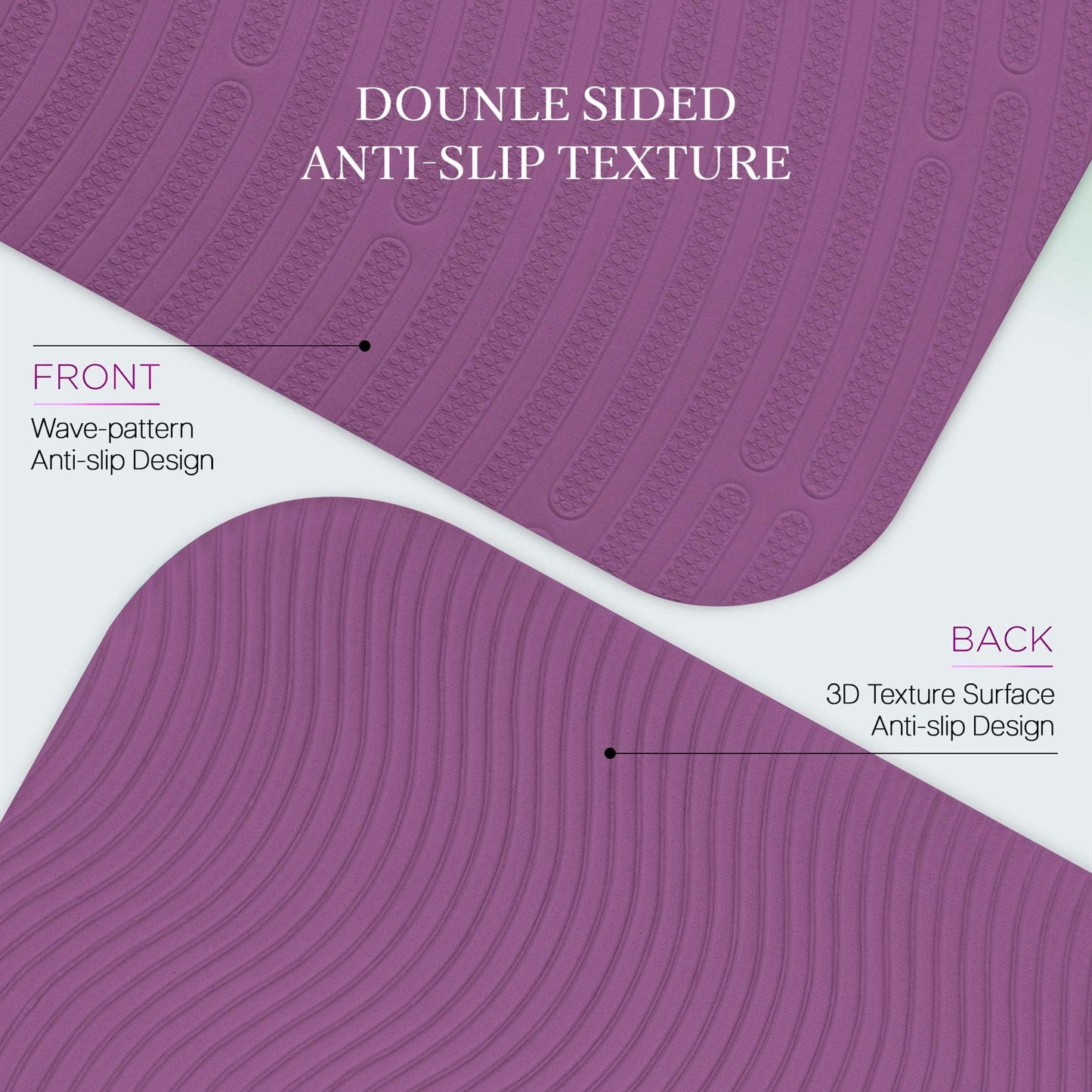 Feetlu Extra Thick 12mm Exercise Mat – 74"L x 26"W Inch, Non-Slip, Joint-Friendly & Cushioned Fitness Mat for Yoga, Pilates & Floor Workouts – Durable, Supportive & Includes Feetlu Classic Strap (Purple)