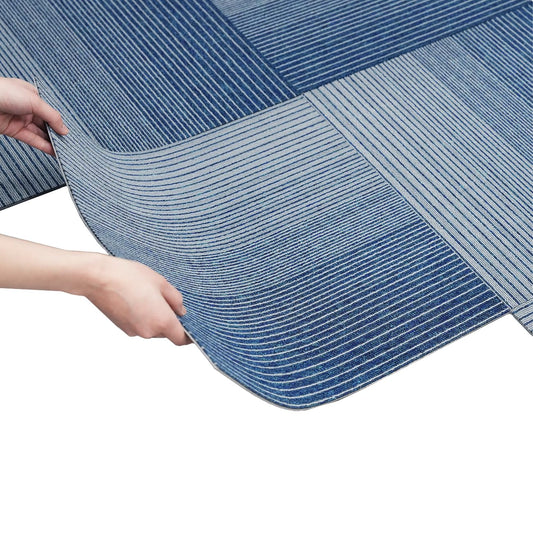 16 Tiles Carpet Squares 20" x 20" PVC Carpet Tile, 0.13" Pile Height (43 sqft/Carton) Blue for Home Office, Living Room, Bedroom