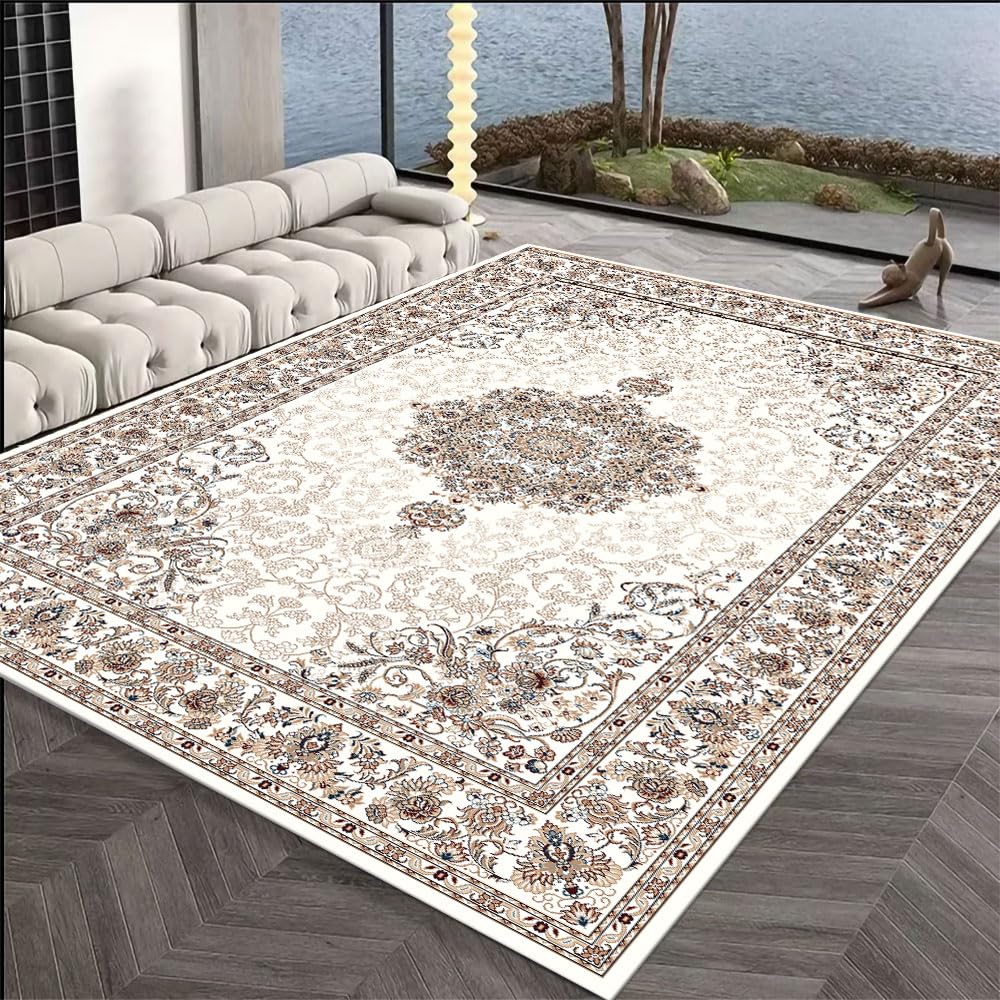 WuFulon Boho Tribal Area Rug - 6x9 Soft Large Bedroom Rugs Dining Room Mat, Washable Indoor Carpet for Living Room, Printed Non-Shed Classroom Office Rug for Apartment Proch Dorm
