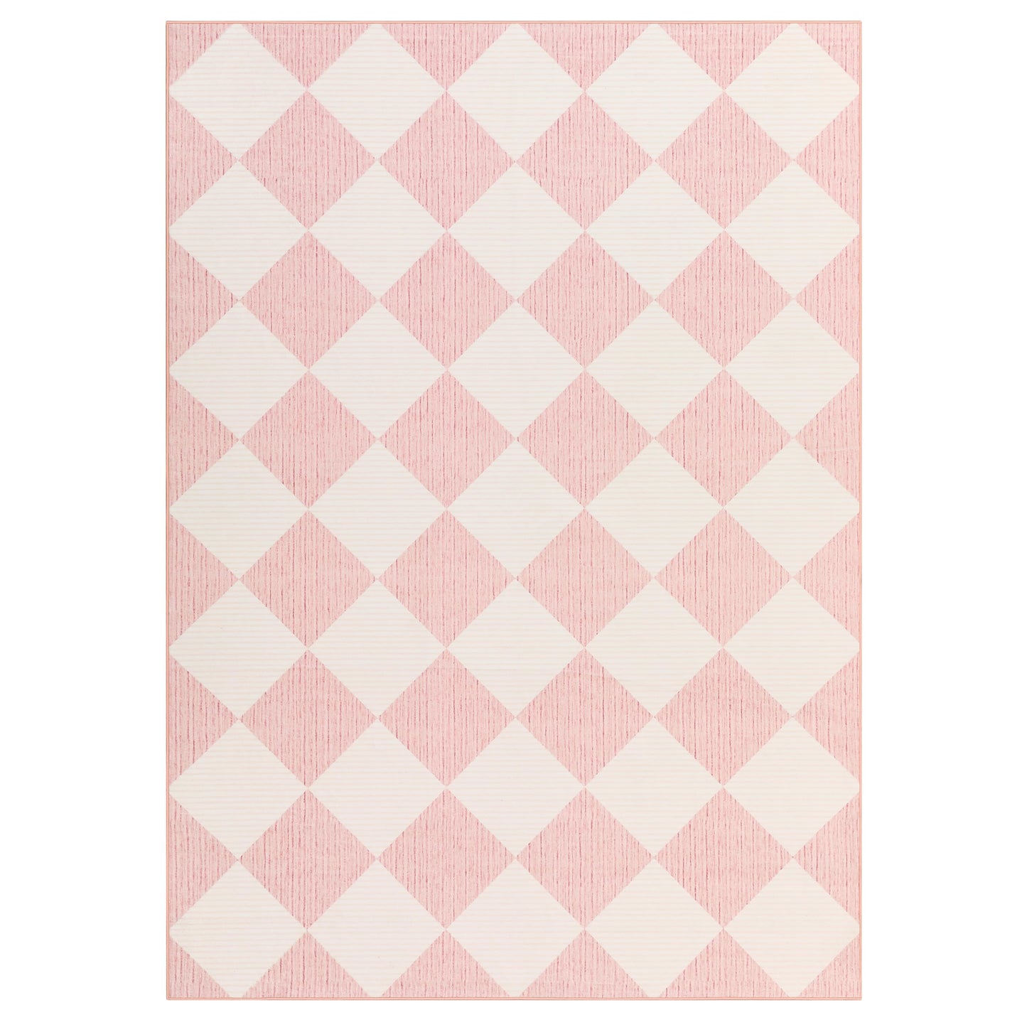 GarveeHome 6x9 Modern Checkered Area Rug, Pink Geometric Farmhouse Washable Rugs for Living Room Bedroom, Soft Low Pile Non Slip Diamond Floor Mat Plaid Print Throw Rug Indoor Carpet