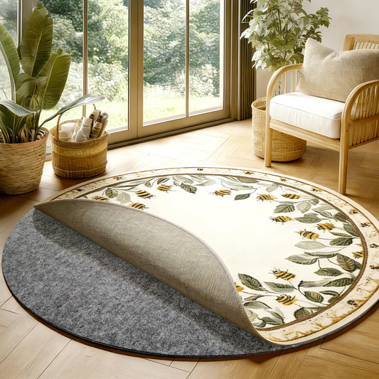 Non-Slip Waterproof Rug Pad, 5' Round Carpet Protector Mat, Round Felt Rug Pad for All Floors and Finishes, Keeps Rugs in Place Soft & Safe, from Sliding (5 FT)