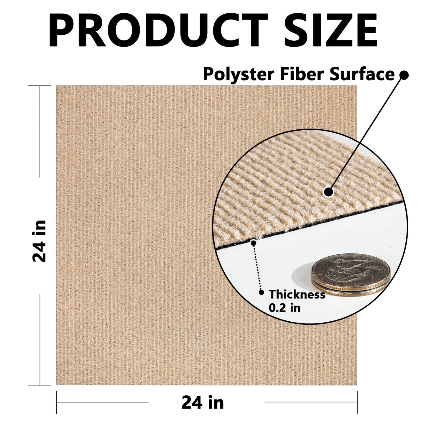 CUCOS 24" x 24" Peel and Stick Carpet Tiles, Soft Pad, Non-Slip, DIY for Bedroom, Living Room - 20 PCS