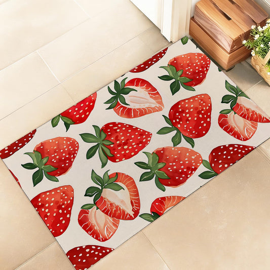 amepay Fresh Strawberry Indoor Door Mat – Stylish 17x29.5in Non-Woven Fabric Floor Doormat with Cute Fruit Design, for Porch Insider,Bedroom,Living Room - Summer Decor Rug Gifts