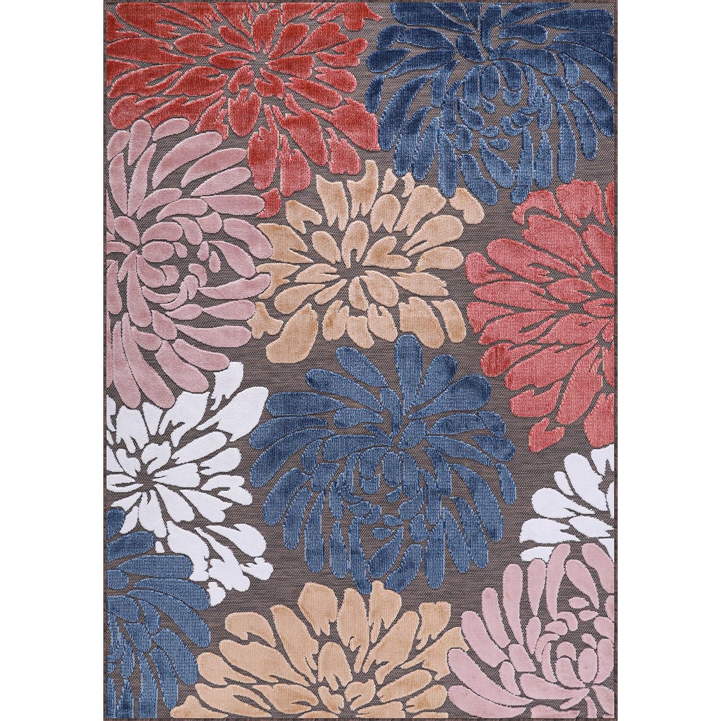 Luul Home Floral Indoor Outdoor Rugs 5x7 Large Area Rug for Living Room, Patio Decor, Kitchen, and Entryway Rug, Washable Stain Resistant Outside Carpet Brown 5 x 7