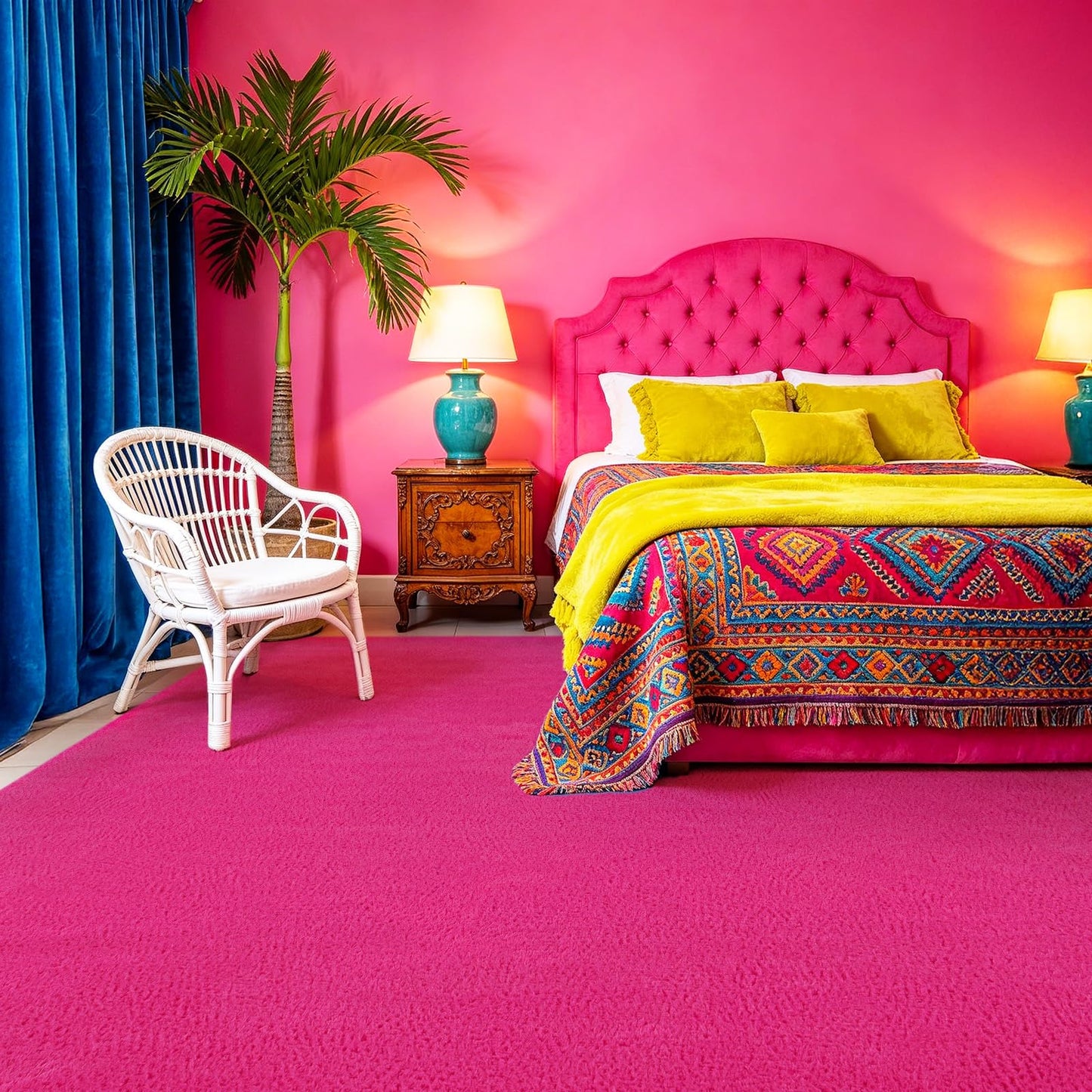 Quntue Area Rugs for Living Room Bedroom, 5x8 Feet Hot Pink Memory Foam Rug, Super Soft Thickened Modern Indoor Dorm Carpets, Upgrade Non-Slip Washable Bedside Rug for Boys Girls Nursery Home Decor