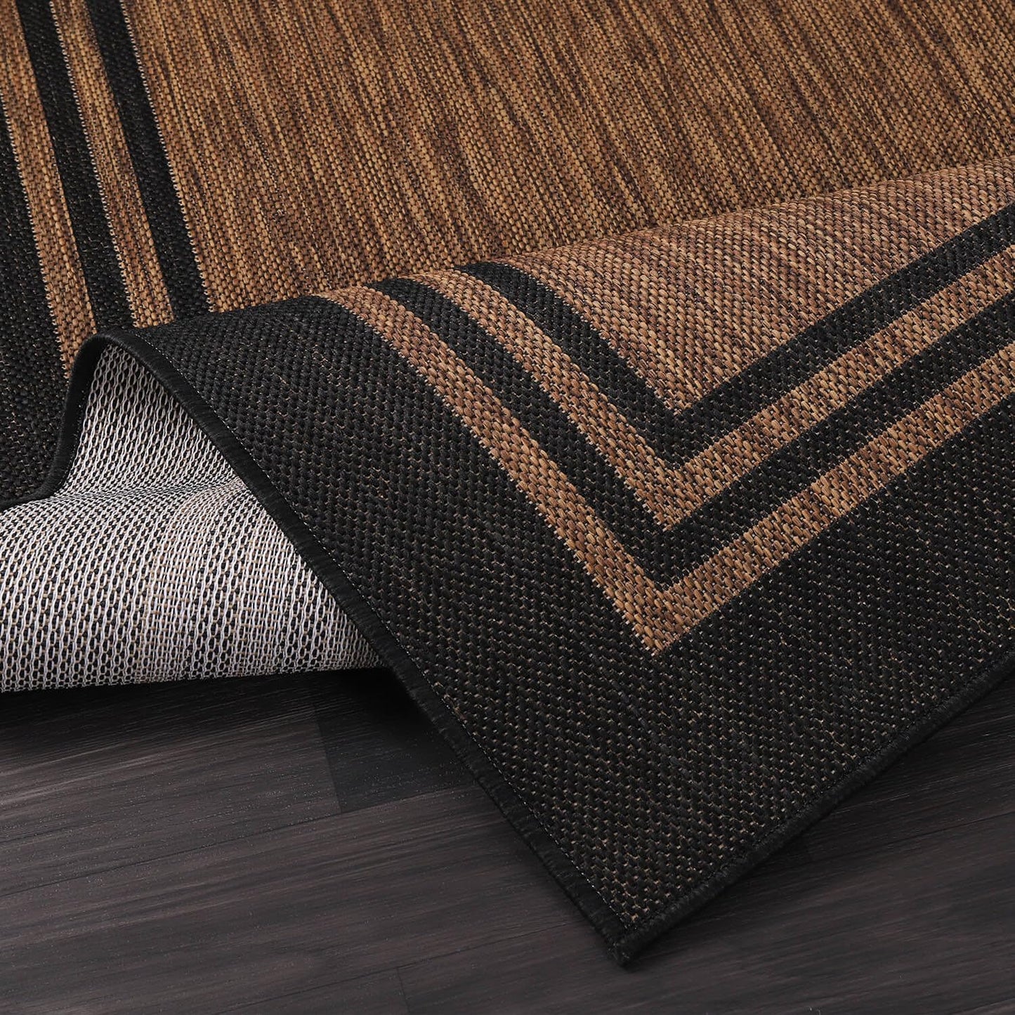 Luul Home Bordered Outdoor Rug 8x10 Washable Outside Carpet for Indoor Patio Porch Waterproof Easy Cleaning Non Shedding Area Rugs Nut Brown 8 x 10