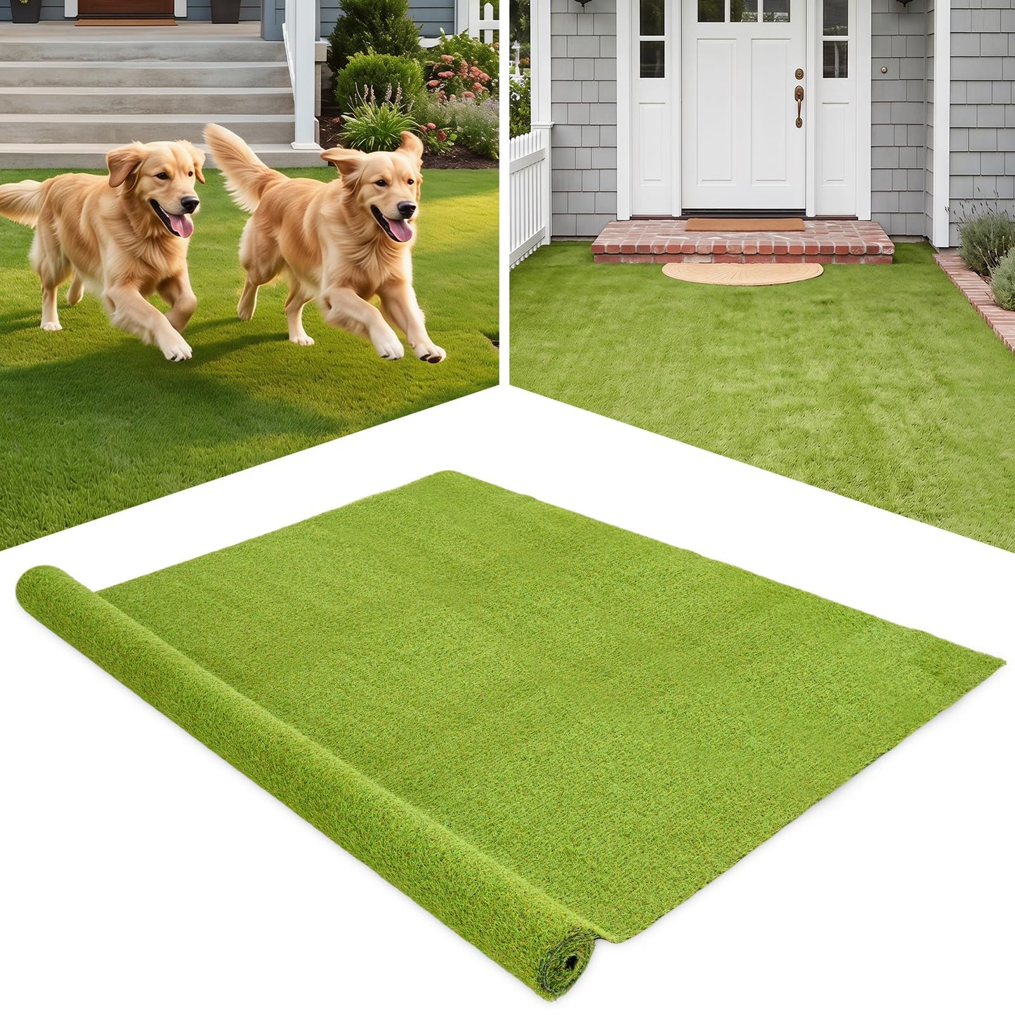 Tangkula 15 FT x 7 FT Artificial Grass Turf, Realistic Indoor Outdoor Garden Lawn Landscape Grass Turf with 0.75" Pile Height & Drainage Holes, Fake Faux Grass Dog Potty Pad for Patio, Lawn, Courtyard