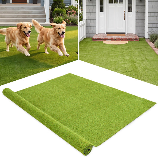 Tangkula 15 FT x 7 FT Artificial Grass Turf, Realistic Indoor Outdoor Garden Lawn Landscape Grass Turf with 0.75" Pile Height & Drainage Holes, Fake Faux Grass Dog Potty Pad for Patio, Lawn, Courtyard