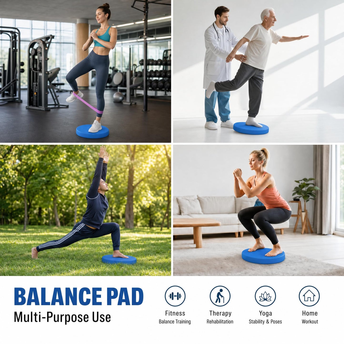 ZaxuVexo Stability Trainer Pad - Foam Balance Exercise Pad Cushion for Therapy, Yoga, Dancing Balance Training, Pilates,and Fitness (blue, Standard)