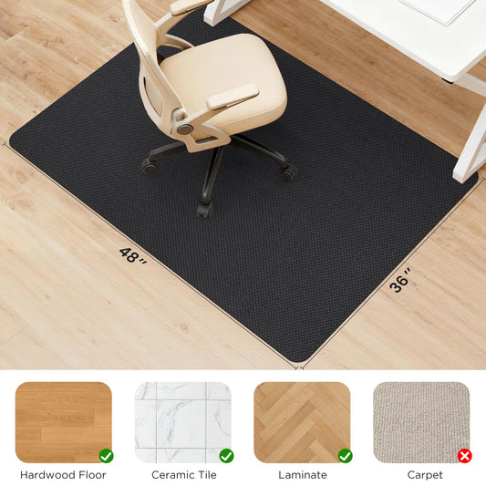 Sycoodeal Chair Mat,Office Chair Mat for Hardwood and Tile Floor, Heavy Duty Floor Protector for Rolling Chairs,Non-Slip,Computer Mat for Home Office 36" x 48"(Black)