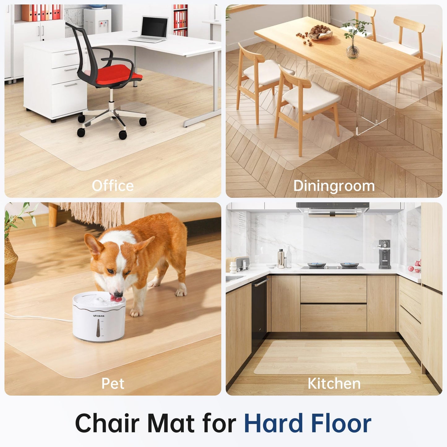 Cybstrax Office Chair Mat for Hardwood Floor - 45 x 53'', Transparent Computer Desk Chair Mat Easy Glide Floor Protector Mat for Rolling Chairs Office & Home