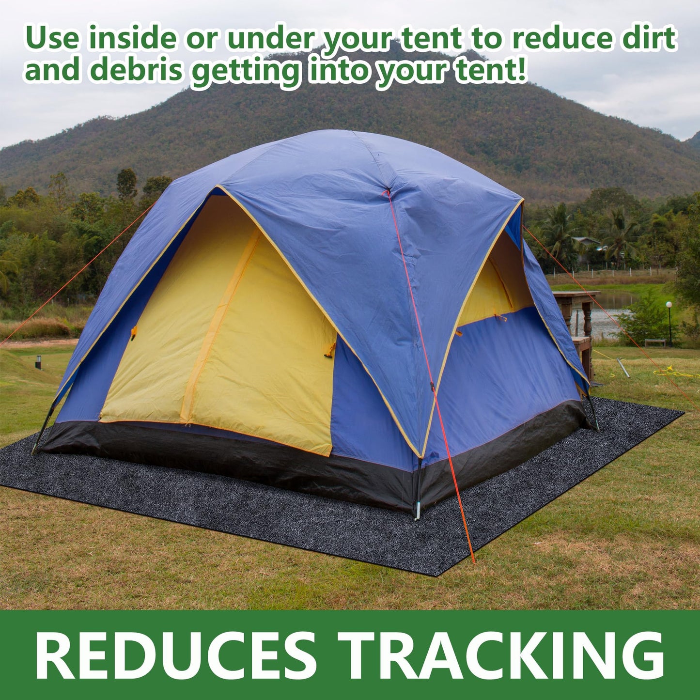 DECOHS 6.2 x 5 Ft Camping Tent Carpet Mat - Waterproof Outdoor Tent Rug - Portable Cuttable Picnic Camping Floor Blanket for Lawn Supplies