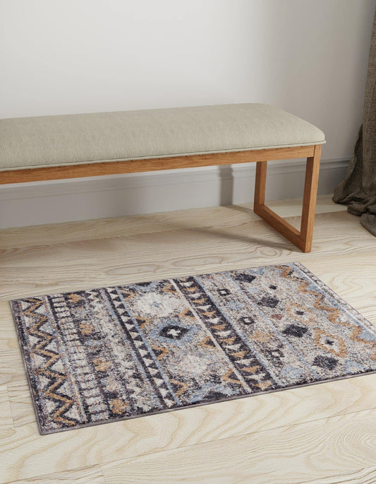 Unique Loom Eco Southwestern Collection Area Rug - Tubac (Rectangular 5' 3" x 8' 0", Khaki Gray/Black)