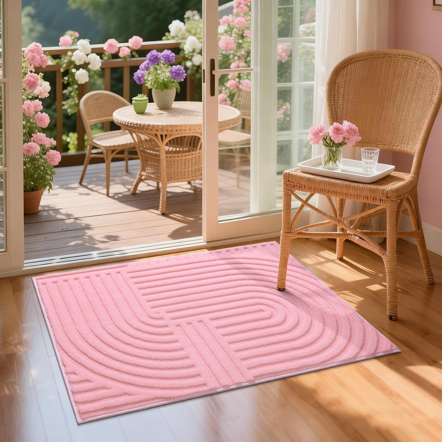 Pauwer Pink Area Rug for Girls Bedroom 2x3 Soft Fluffy Non Slip Machine Washable Rugs Arch Modern Indoor Mat Fuzzy Floor Carpet for Kids Nursery Living Room Dorm Playroom Dining Baby Home Decor