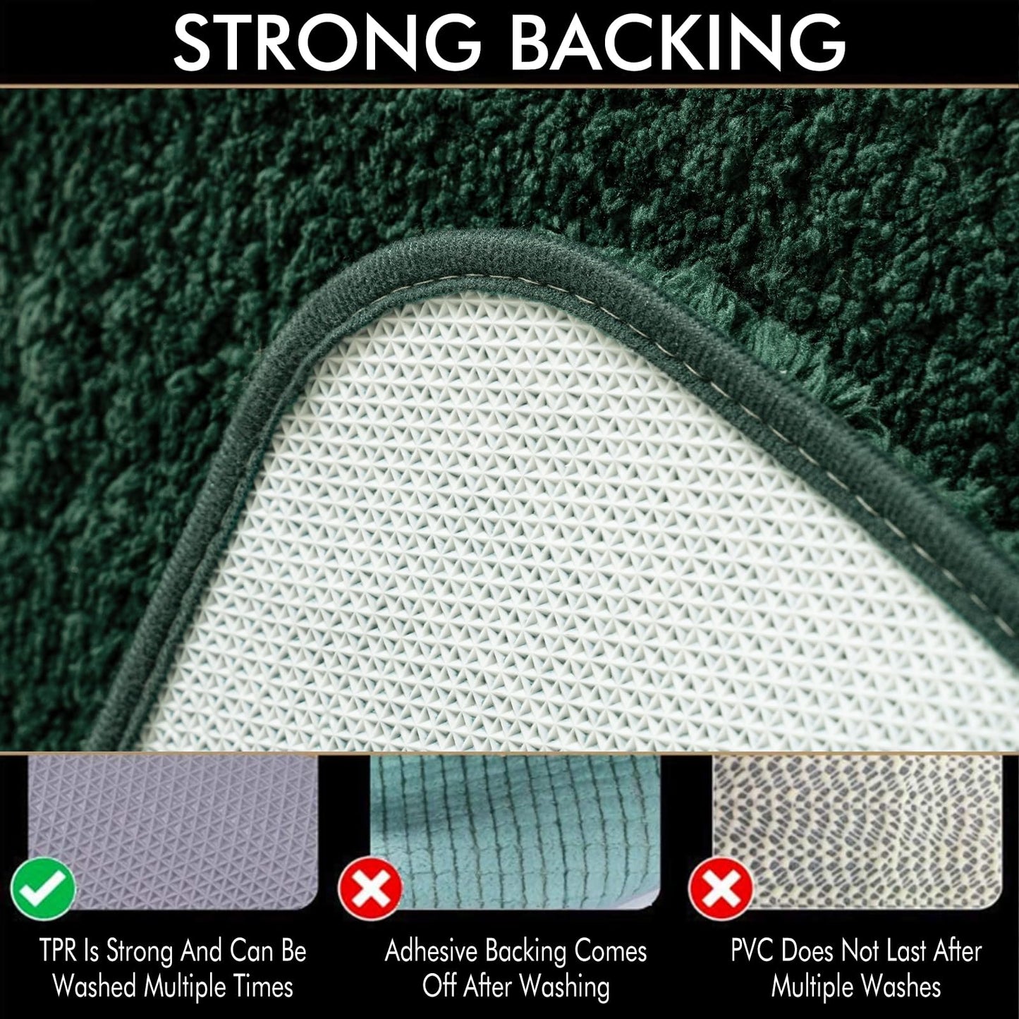 MIULEE Dark Green Bathroom Rugs Set 2 Piece, Soft Absorbent Microfiber Bath Mat Set, Non Slip Quick Dry Machine Washable Plush Shaggy Bath Rugs for Bathroom Floor, Tub and Shower, 16x24 inches
