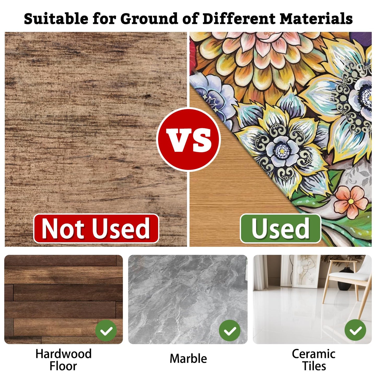 Office Chair Mat for Hardwood & Tile Floor,Boho Floral 36"x48" Computer Chair Mat for Rolling Chairs Carpet,Under Desk Non Slip Gaming Rug,Low-Pile Rubber Backing Large Protector Mat(Mandala)