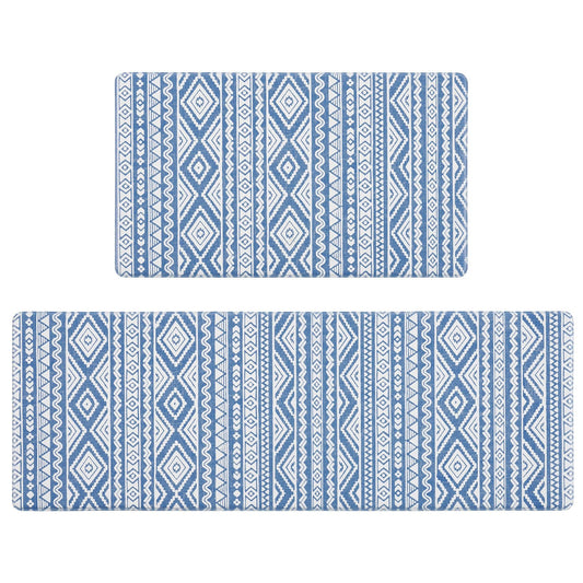 FRESHMINT Anti Fatigue Kitchen Mats for Floor 2 Piece Set, Waterproof & Non-Skid Boho Kitchen Rugs, Cushioned Kitchen Mat for Standing Washable Comfort Desk Kitchen Runners, 17x30+17x47