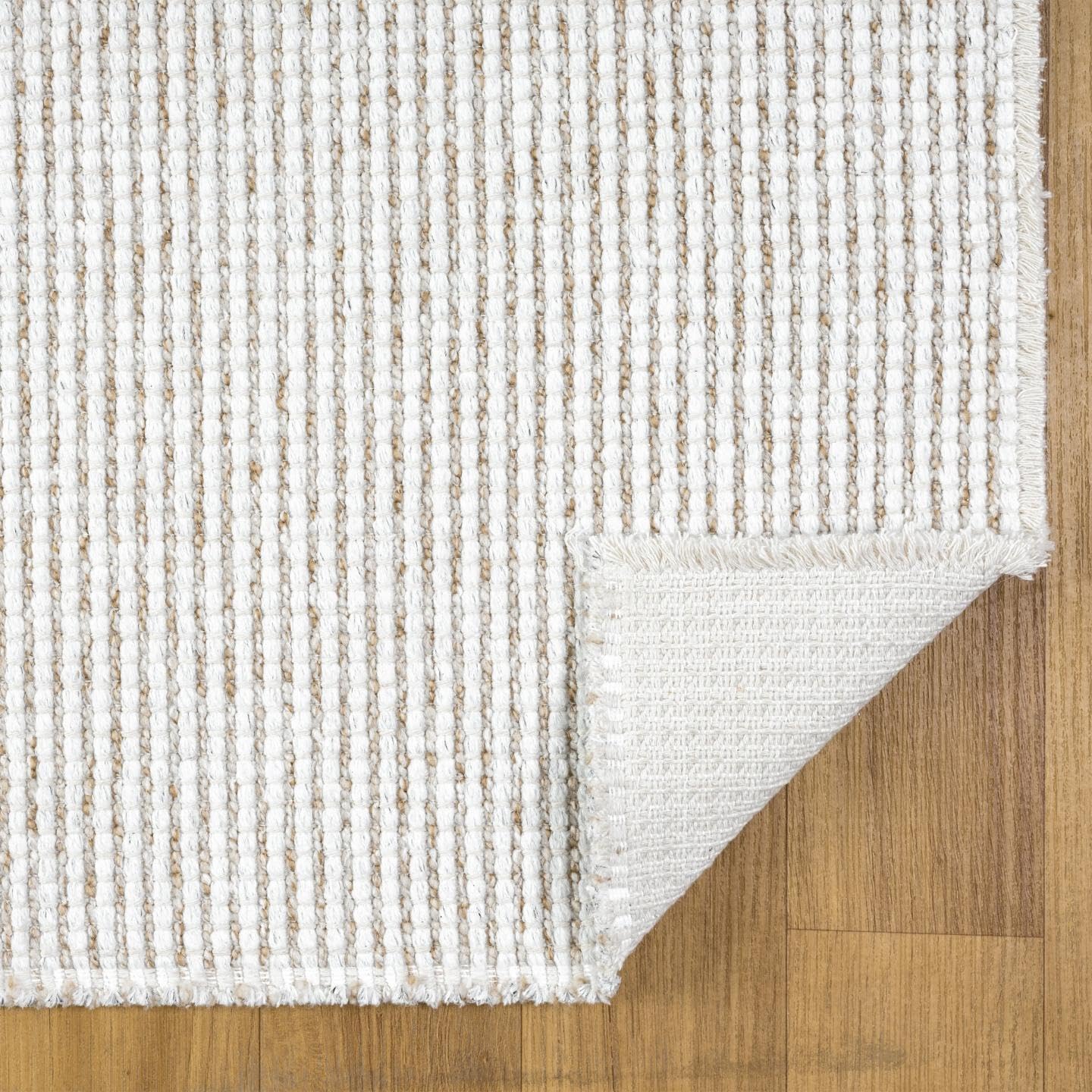 LUXE WEAVERS Machine Woven Two-Tone Beige White 6x9 Area Rug, Indoor Stain-Resistant Fringed Carpet