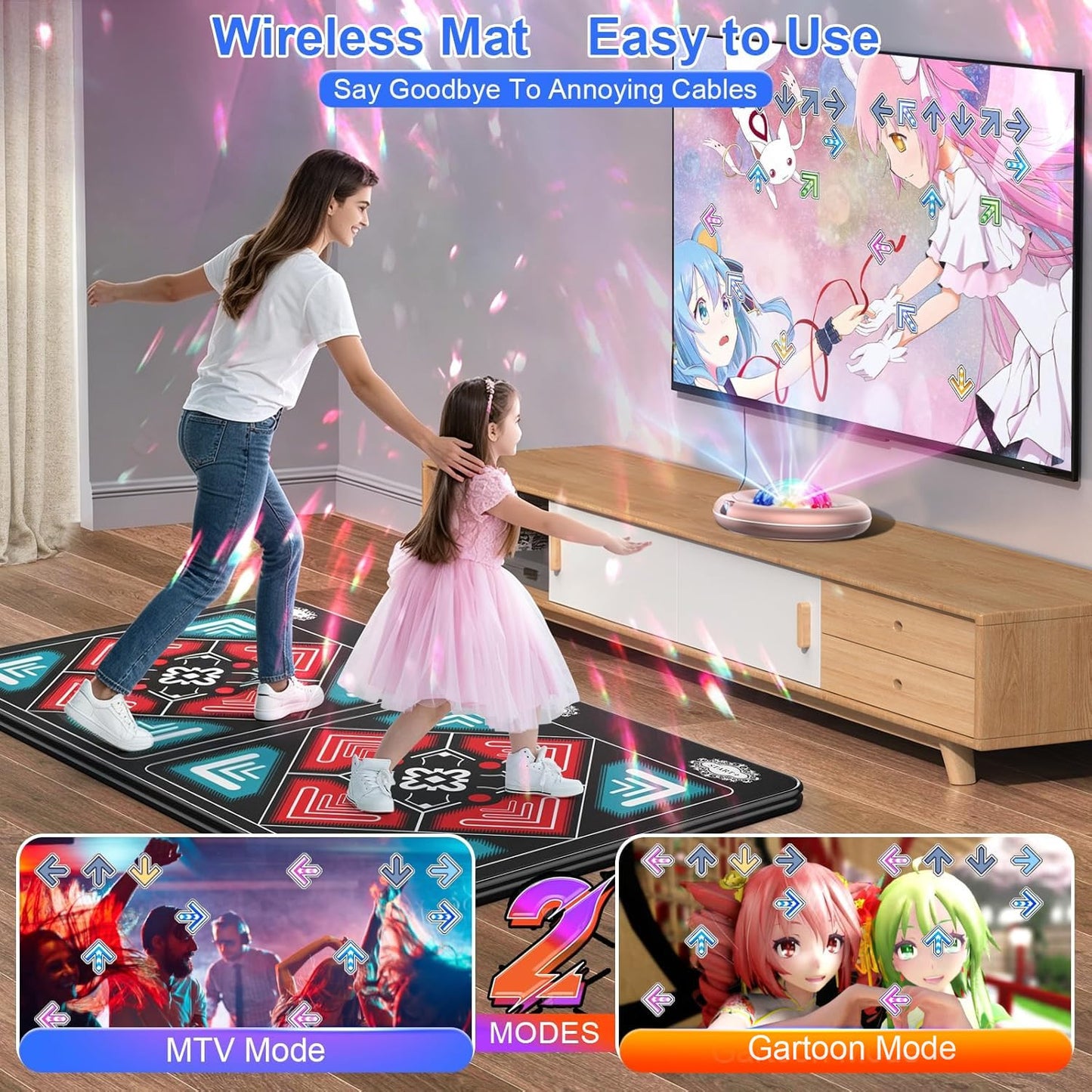 HAPHOM Dance Mat for Kids and Adults, Anti-Slip Wireless Electronic Dance Pad for TV, Plug and Play Sports Dance Mat Game with Smart Camera and 2 Controllers, Gift idea（Classic Snowflake）
