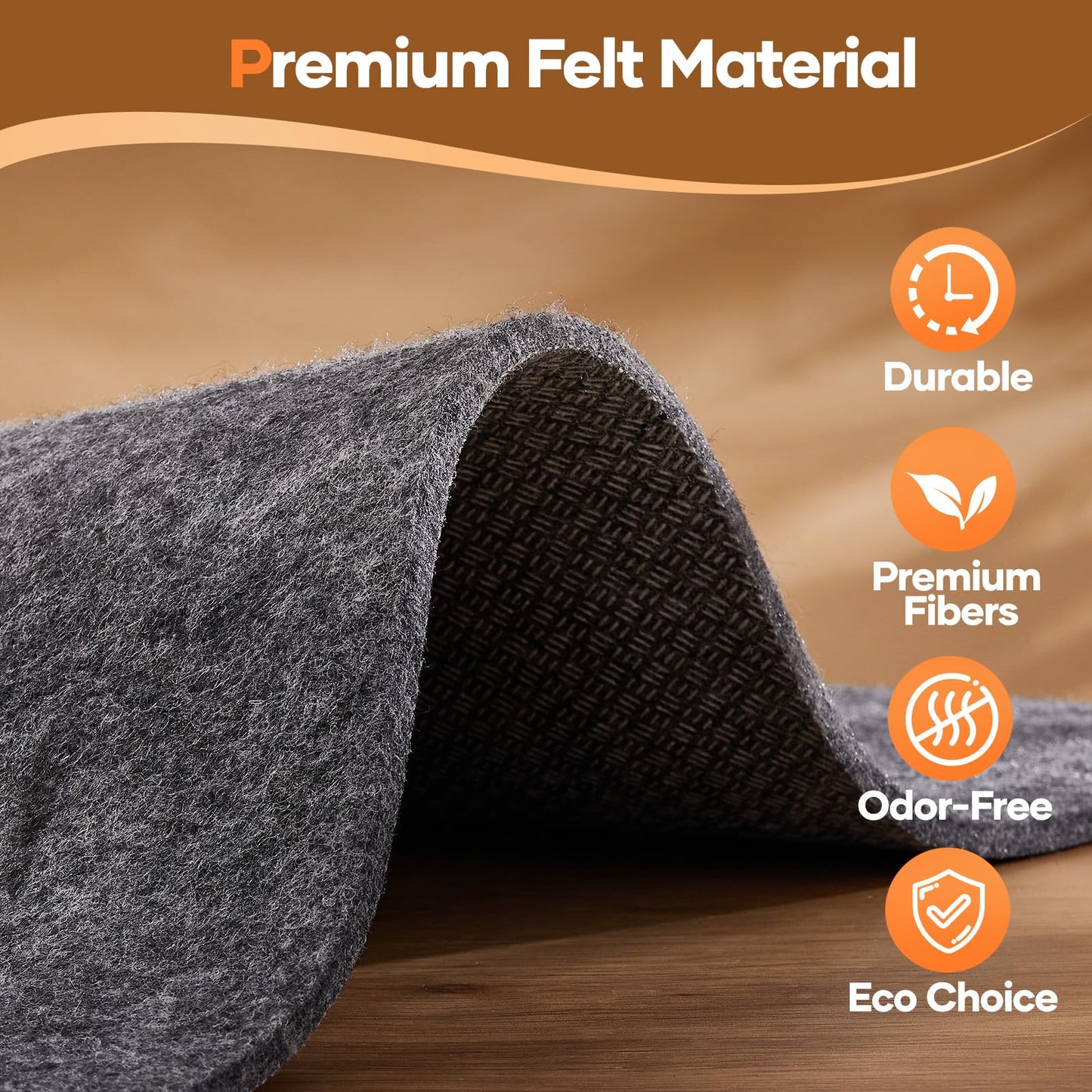 Veken Non Slip Cushioned Rug Pad Gripper 4 x 6 Ft, Felt and Silicone Backing, 1/8 inch Thick Carpet Liner for Hardwood Floors, Under Area Rugs Mat, More Than 99 Pcs Anti-Slip Long Strips Pattern