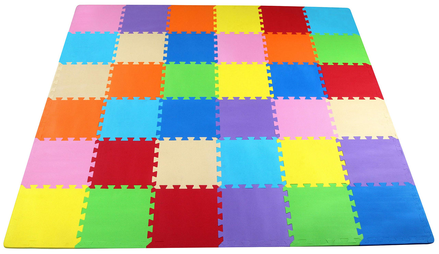 BalanceFrom Multi-Color Kid's Puzzle Exercise Play Mat EVA Foam Interlocking Tiles (36-Tile)
