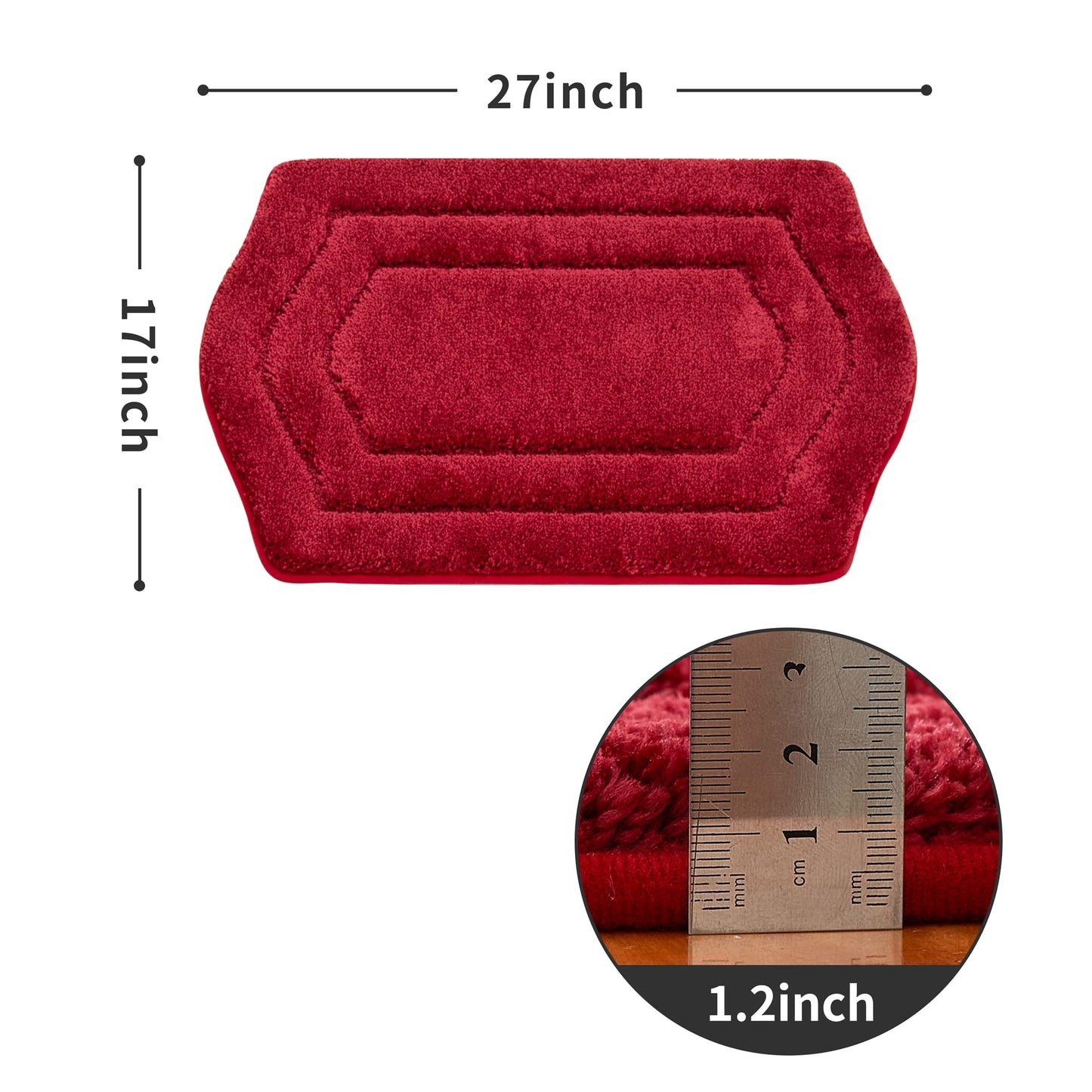 COSY HOMEER Extra Thick Bath Rugs for Bathroom - Anti-Slip Bath Linen Sets Mats Soft Plush Yarn Shaggy 100% Strong Polyester Living Room Bedroom Water Absorbent(Red,17x27 - Inches)