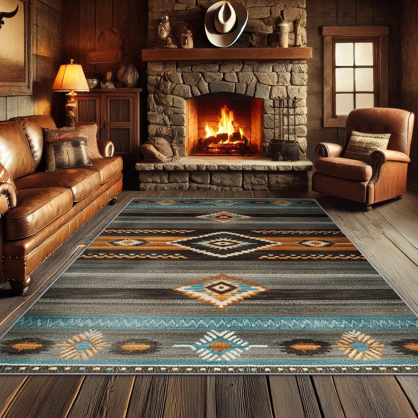 Aquailis Southwest Rugs for Living Room - 2x3 Rug, Navajo Area Rug, Aztec Tribal Washable Non Slip Soft Rugs, Indian Navajo Carpet, Native American Home Decor, Southwest Gifts for Men