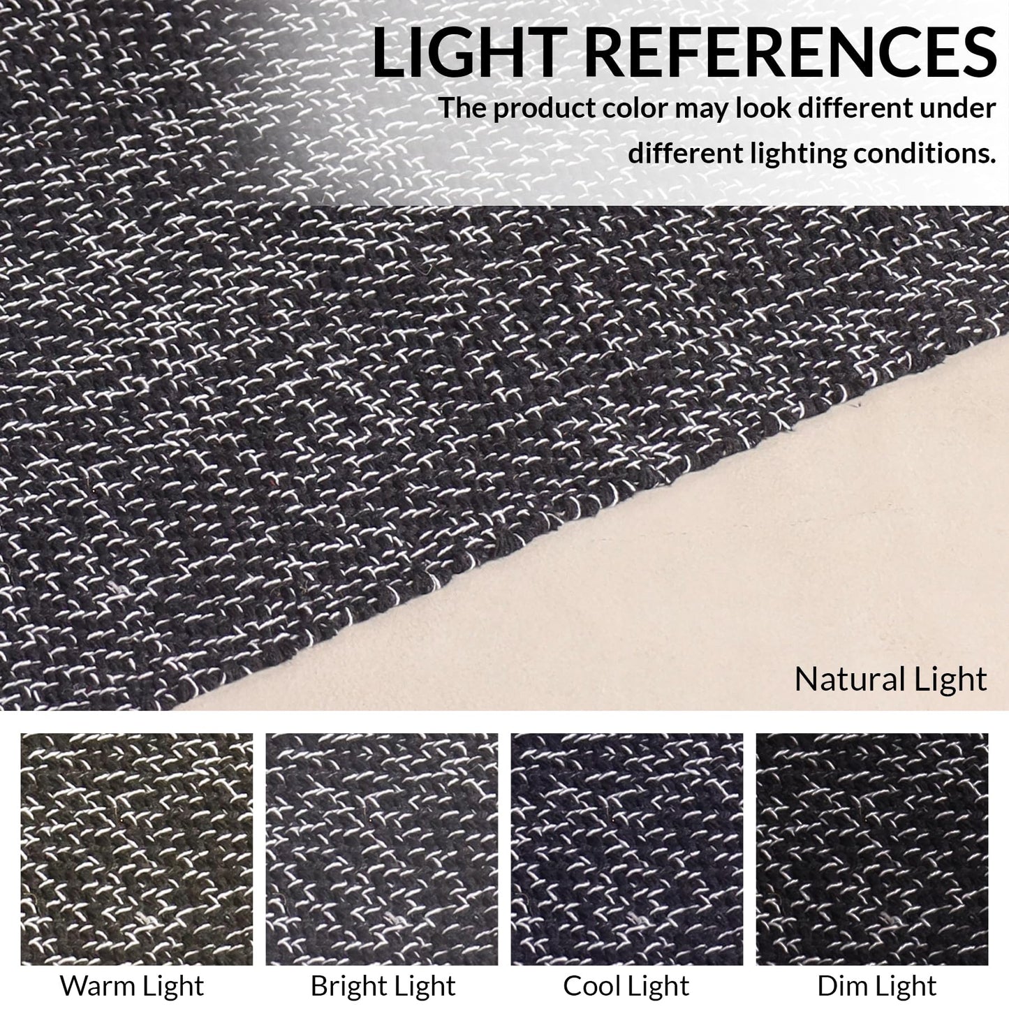 HOMEMONDE 4x6 ft Cotton Herringbone Area Rug - Abstract Accent Cotton Rug - Reversible Boho Lightweight for High Traffic Areas Kitchen, Mudroom, Entryway, Livingroom (Black)