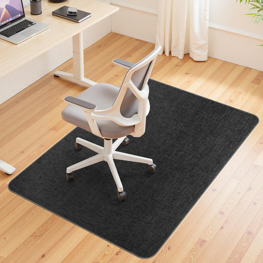 Wansimoo Office Chair Mat for Hardwood and Tile Floor, 36"x48" Floor Mat, Heavy Duty Computer Gaming Chair Mat, Anti-Slip, Non- Curve, Desk Chair Mat, Floor Protector for Home Office(Black)