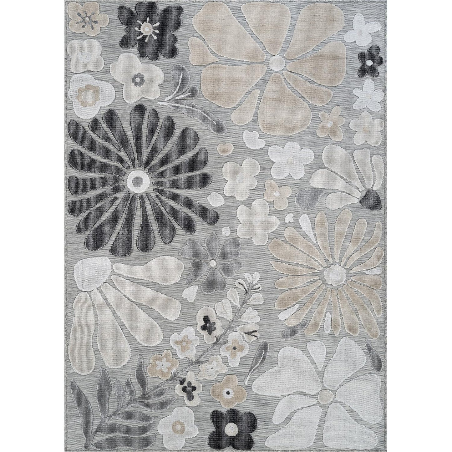 Beverly Rug Outdoor Rug 5x7 Modern Floral Tropical Area Rugs for Outdoor and Indoor Patio Easy to Clean Non Shedding Living Room Porch Garden Washable Outside Carpet (5 x 7 Beige)