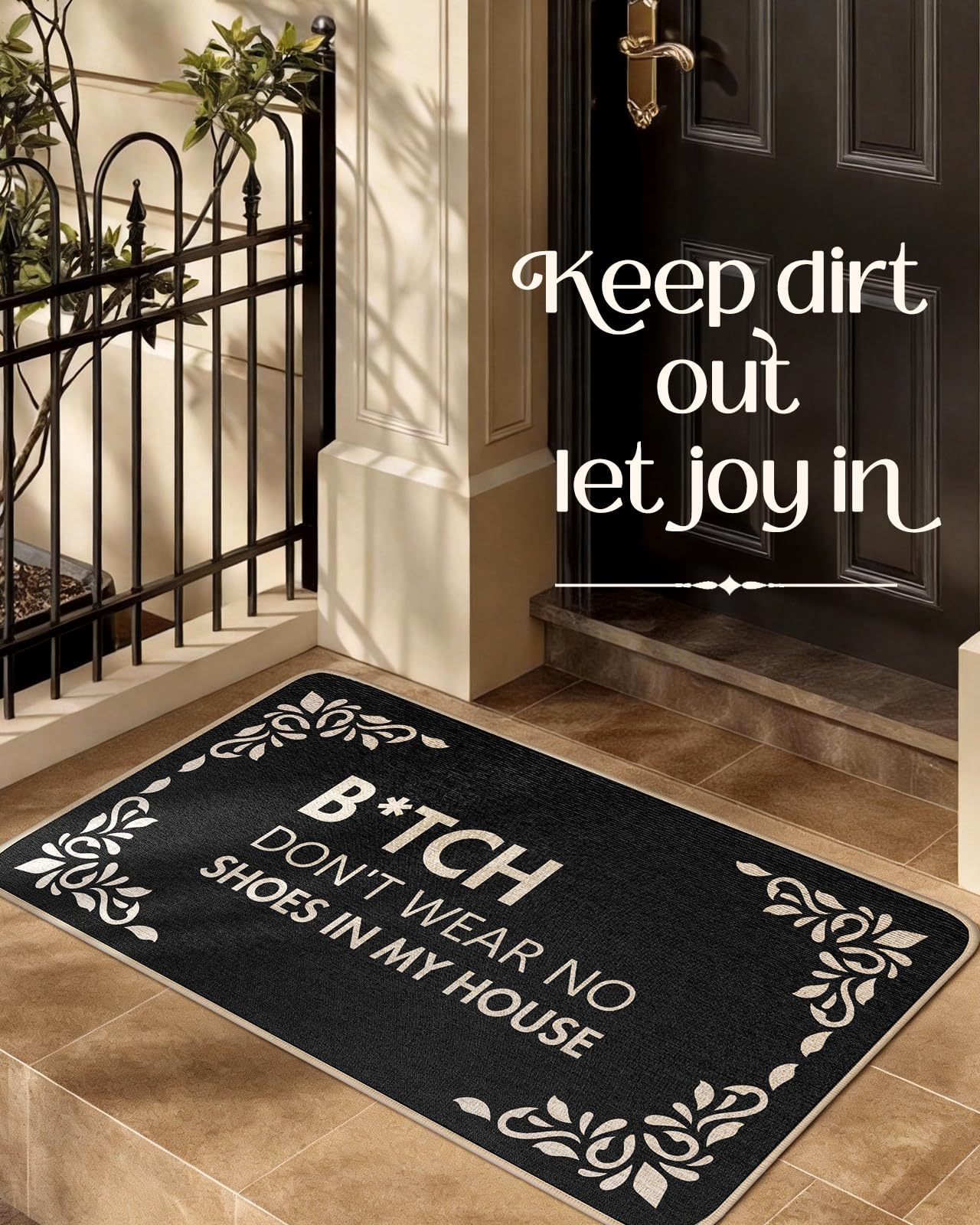 Miss Adola No Shoes Funny Door Mats Outside - Don't Wear No Shoes in My House Design Non Slip Rubber Backing, Indoor Outdoor Cute Front Door Mat, Entryway, Floor, Resist Dirt, 17"x29" Unique Gift