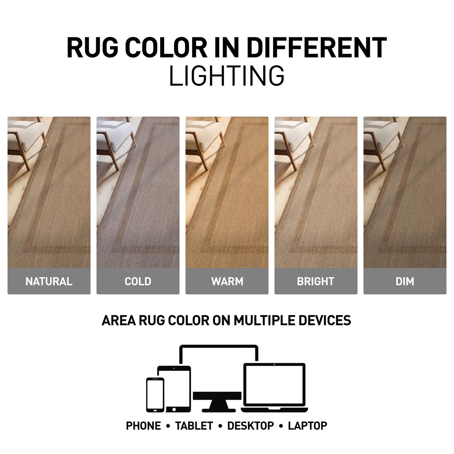 Rugshop Border Plain Indoor Outdoor Flat Woven Area Rug,Natural Jute-Style,Easy-Care Patio Rug for Backyard Porch Deck Balcony, 7'10" x 10' Sand/Natural
