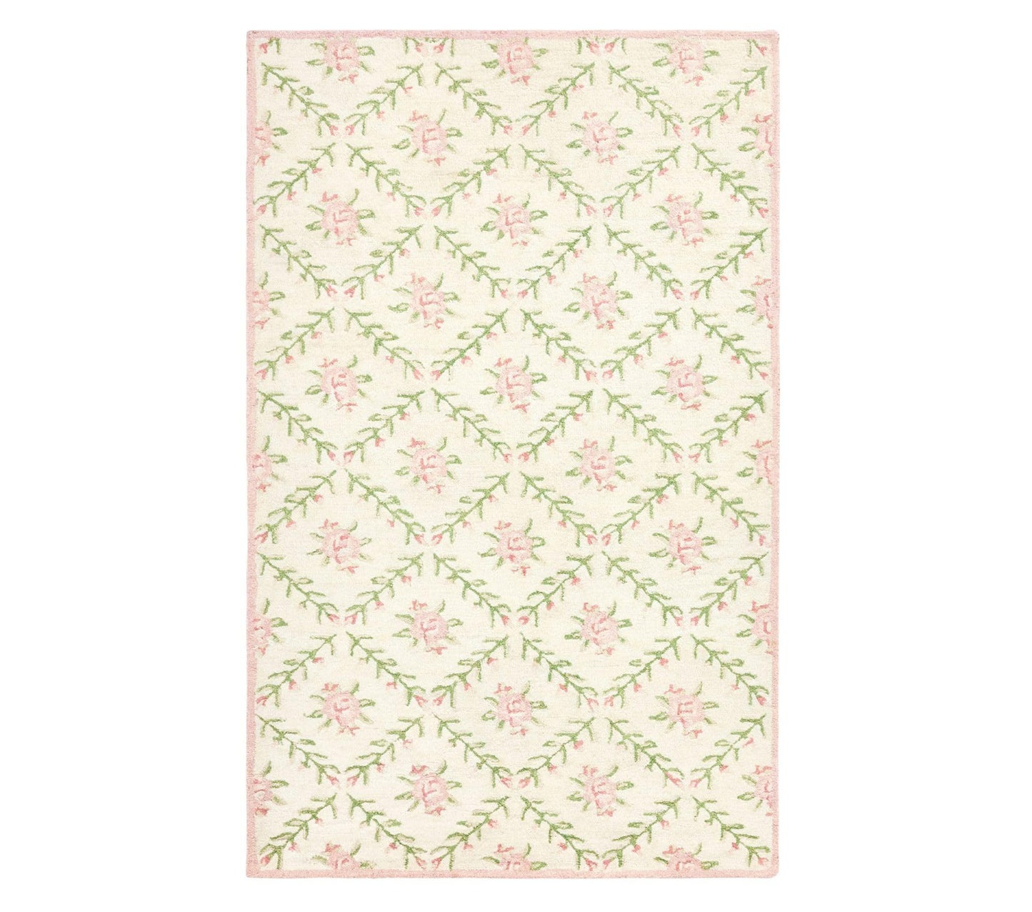 Anthrofy Brix Area Rug – 5’ x 8' – Handmade Wool Area Rugs – Floral Pink – Rugs for Living Room, Bedroom – Anti-Skid – Carpets with Non-Slip Natural Backing with 100% Cotton
