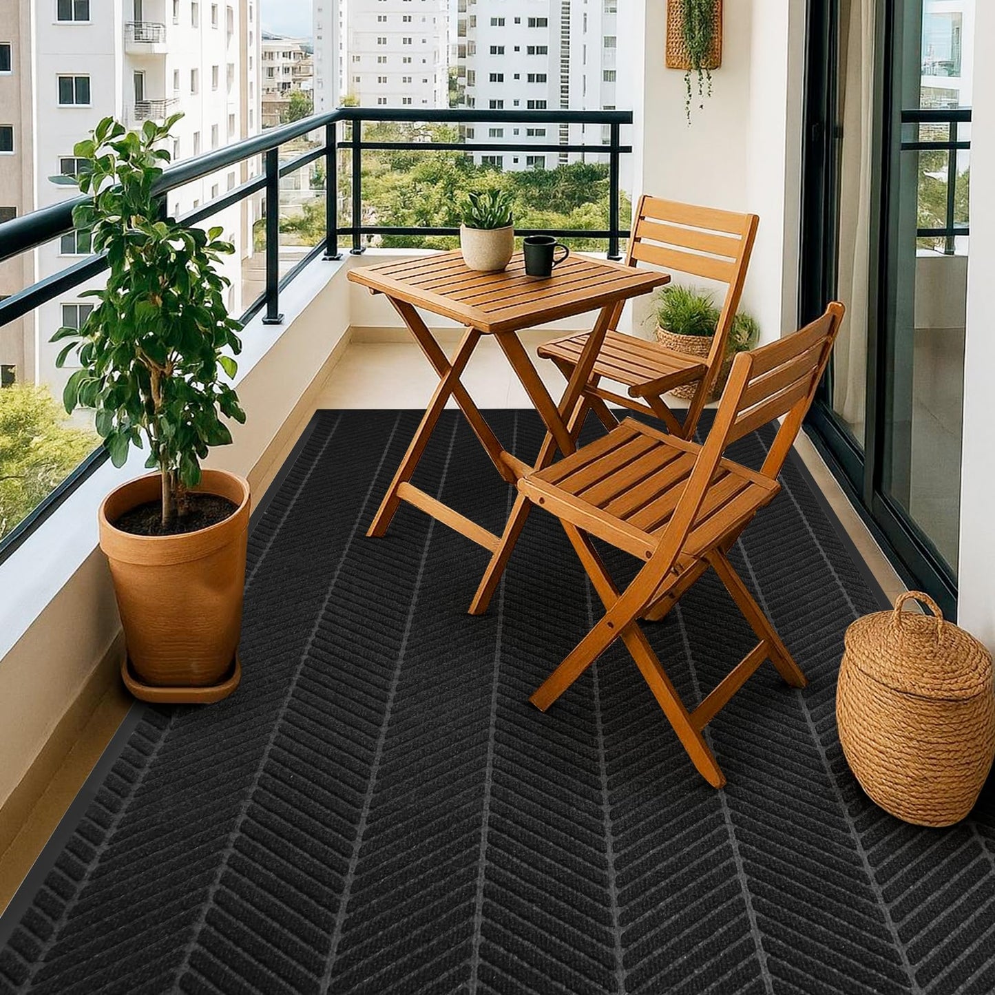 Front Door Mat Indoor Outdoor Entrance, 4' x 6' Heavy Duty Doormat for Entryway, Absorbent Low Profile Welcome Mats Non-Slip, Trap Dirt Durable Mats for Home, Patio, Garage