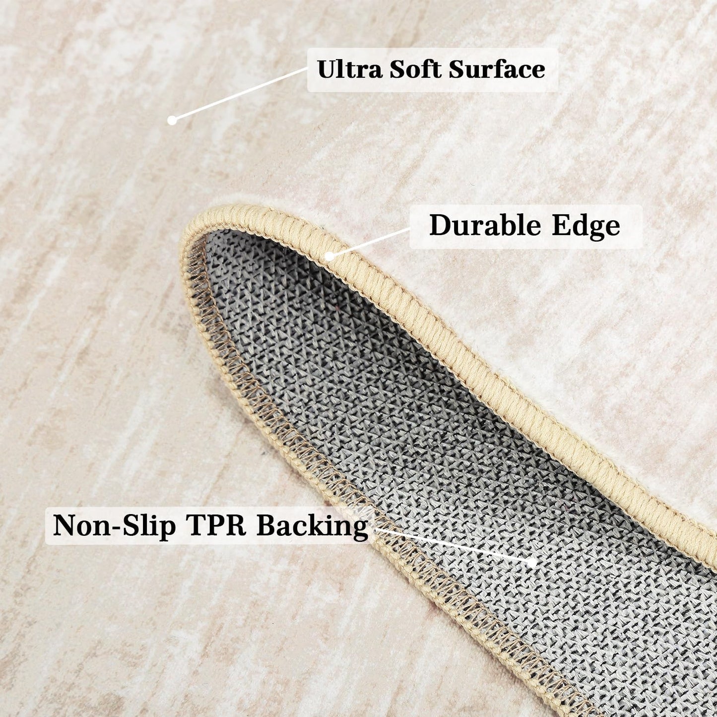 GarveeHome Bedroom Rugs 5x7 Solid Color Machine Washable Area Rugs for Living Room, Non Slip Non Shedding Modern Farmhouse Carpet Stain Resistant Low Pile Mats for Entryway Nursery Dining Room, Beige