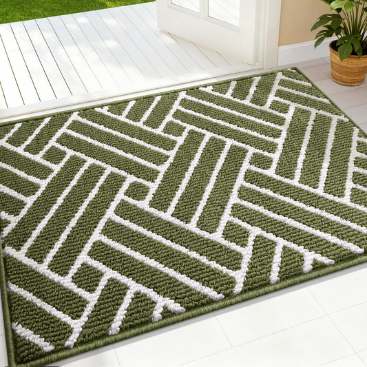 OLANLY Indoor Door Mat, 36x24 Inch, Dirt Resistant and Absorbent, Non-Slip Rubber Backing Floor Mats, Easy Clean Low-Profile Doormat for Entryway, Front Door, and Inside Entrance, Green