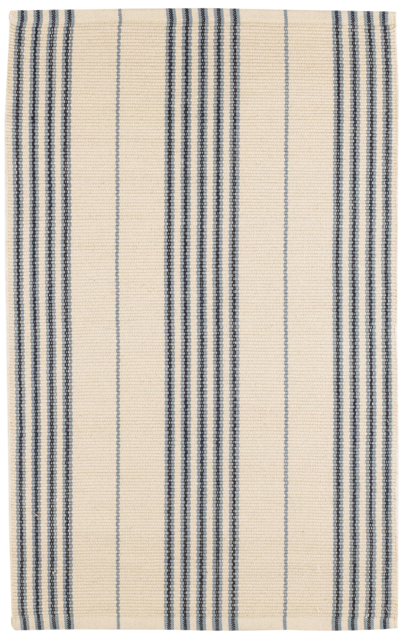 Dash & Albert Conway Blue Handwoven Cotton Rug, 3 X 5 Feet, Blue Stripe Pattern - Premium Luxury Hotel Quality Soft Breathable Hypoallergenic Machine Washable Easy Care All Season Comfortable