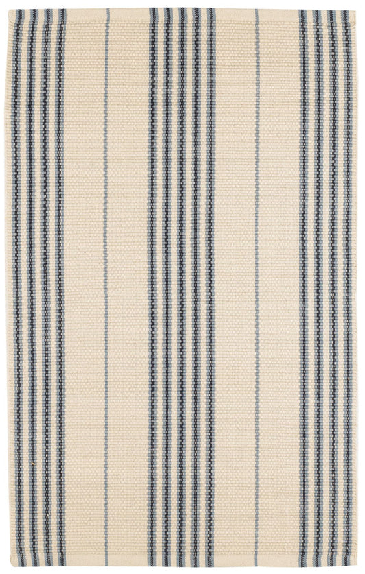 Dash & Albert Conway Blue Handwoven Cotton Rug, 3 X 5 Feet, Blue Stripe Pattern - Premium Luxury Hotel Quality Soft Breathable Hypoallergenic Machine Washable Easy Care All Season Comfortable