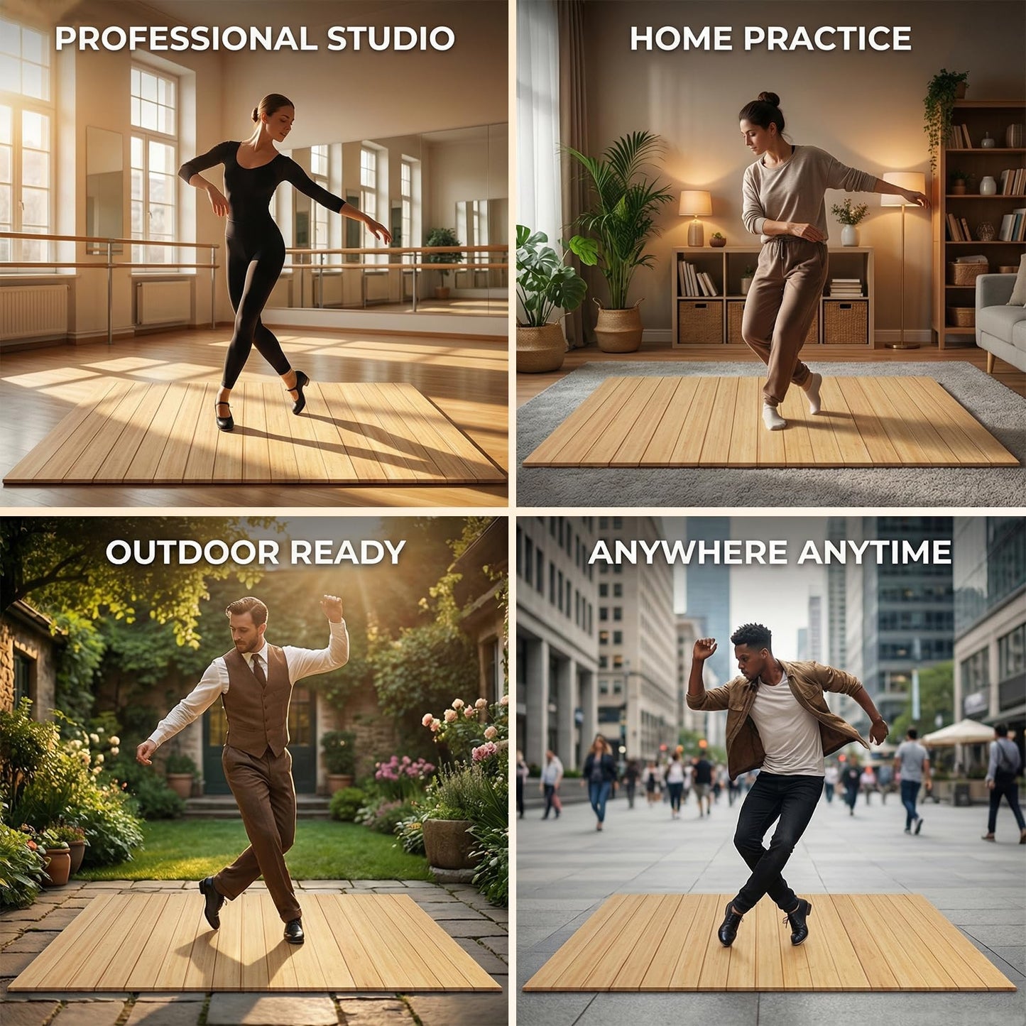 KFURNIKN Tap Dance Board Floor,Portable Tap Board 47.8 x 38.5 Inch,Bamboo Tap Board for Tap Dancing, Tap Dance Practice for Home,Outdoor