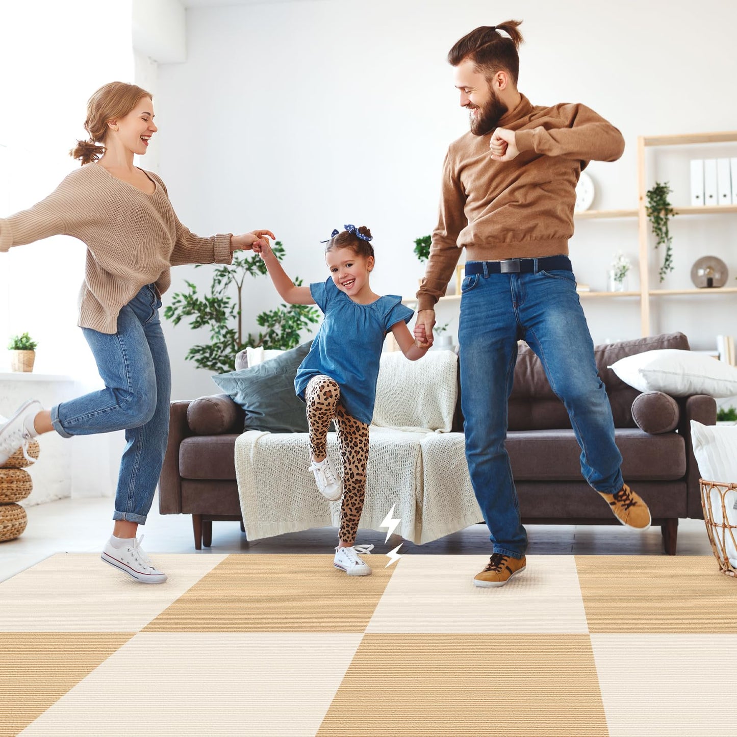 24" x 24" Carpet Tiles Peel and Stick 10Pcs (40 Sqft/Box, Khaki)