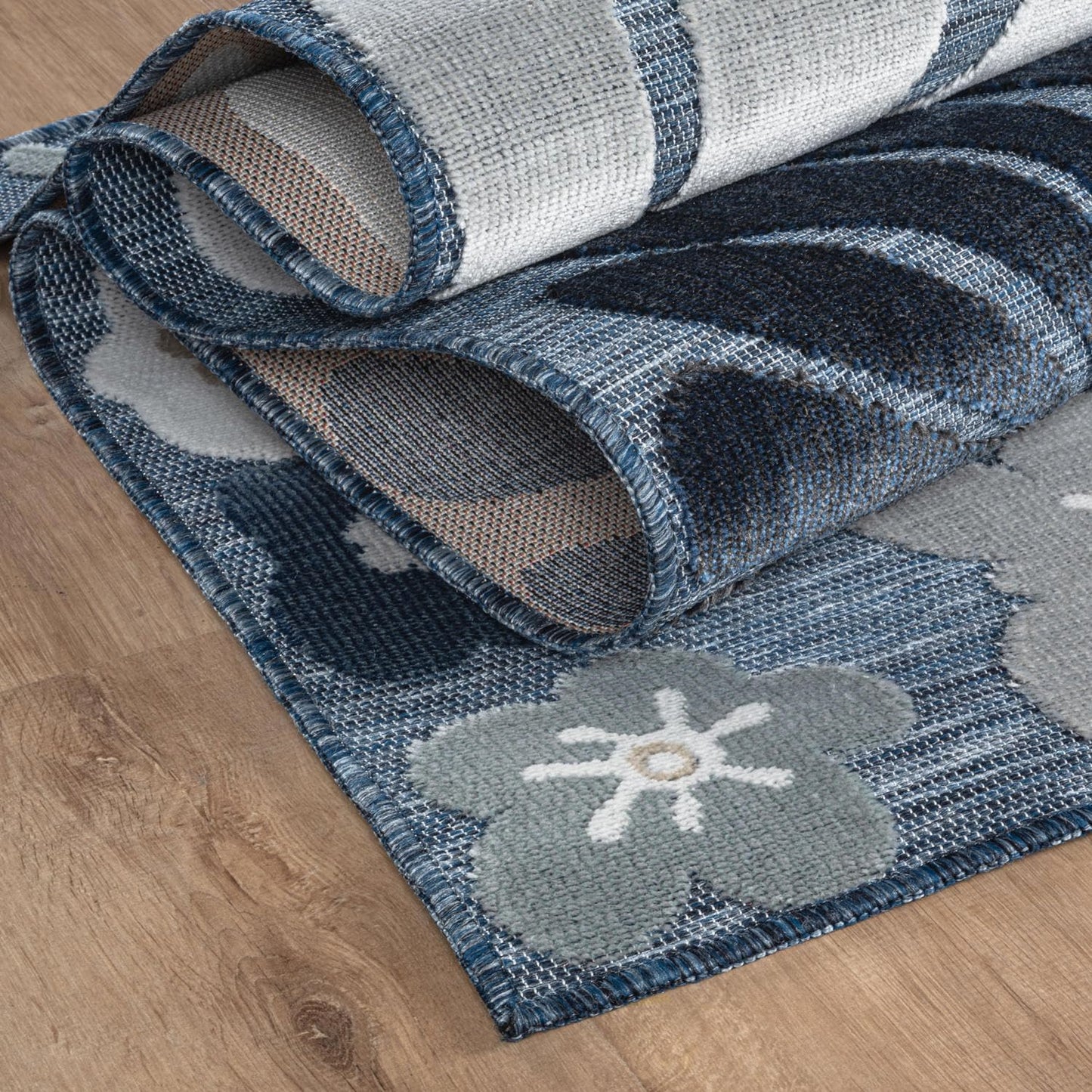 Beverly Rug Outdoor Rug 8x10 Modern Floral Tropical Area Rugs for Outdoor and Indoor Patio Easy to Clean Non Shedding Living Room Porch Garden Washable Outside Carpet (8 x 10 Navy)