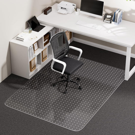 Office Chair Mat for Carpet, 36" x 48" Clear Desk Chair Mat with Lip, Heavy Duty Plastic Floor Protector for Low Pile Carpet, Smooth Easy Glide Under Desk for Office or Home