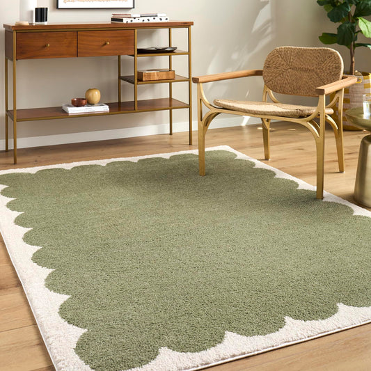 Livabliss x ELLE Decor Rivoli Modern Area Rug, 5'3" x 7', Green/Cream