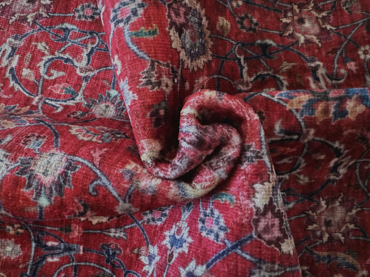 GLN Rugs Traditional - Yildiz - Machine Washable Area Rug, Vintage Washable, Non Slip, Low Pile Area Rug, Entryway, Hallway, Kitchen Rug - Easy Clean (3' x 5' Dark Red)