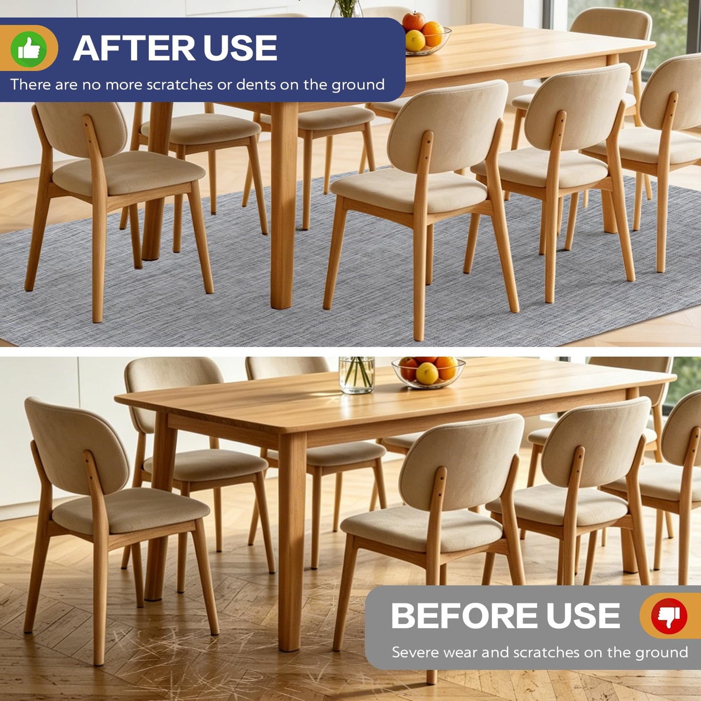 Vinyl Floor Mat Area Mat Waterproof Vinyl Area Rug for Under Dining Table 4'x6' Non Slip Floor Protector PVC Hardfloor Protective Mat Chair Mat for Kitchen, Home, Living Room, Bedroom