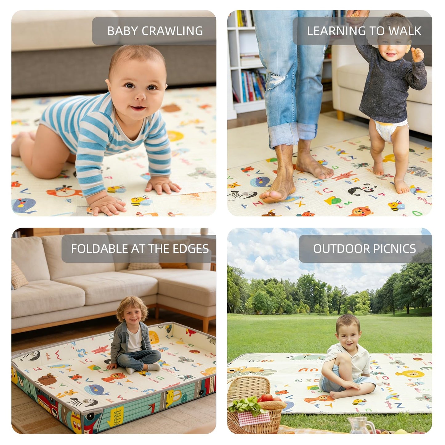 Pacclen Foldable Soft Foam Play Mat, Baby Play Mat (Animal Wonderland)