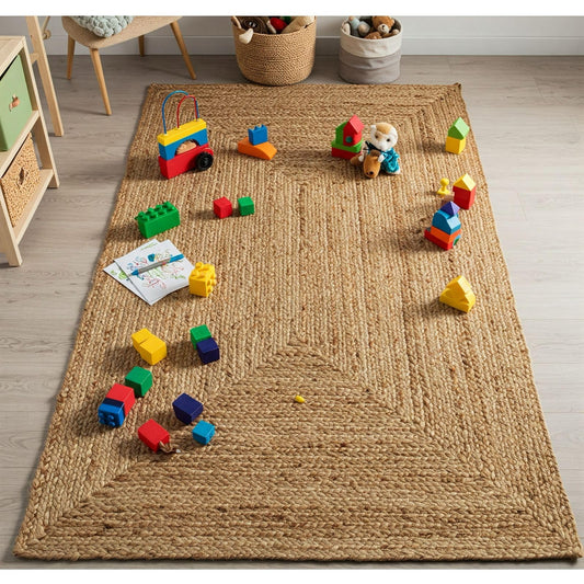 Raha Looms London Area Rug 4x6 Braided Jute Floor Mat – Reversible Natural Fiber Accent for Dining Room, Office, or Farmhouse | 48x72 Boho Area Carpet